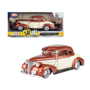 Motormax 1:24 1939 Chevrolet Coupe Get Low Metallic Brown & Cream