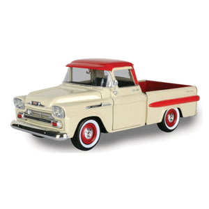 Motormax 1:24 1958 Chevy Apache Fleetside Pickup Cream & Red Roof