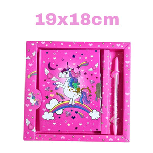 Novelty Unicorn Notebook with pen 19x18cm - Pink