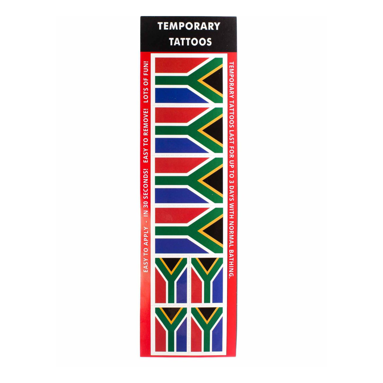 SA Flag Temporary Tattoos - Heart 8Pce