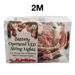 Xmas Lights Battery Operated 10led 2m Santas