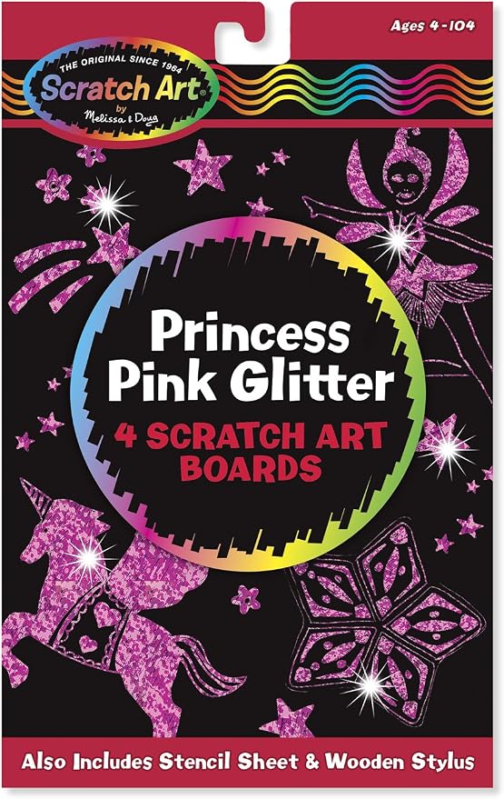 Melissa & Doug Princess Pink Glitter Scratch Art Boards