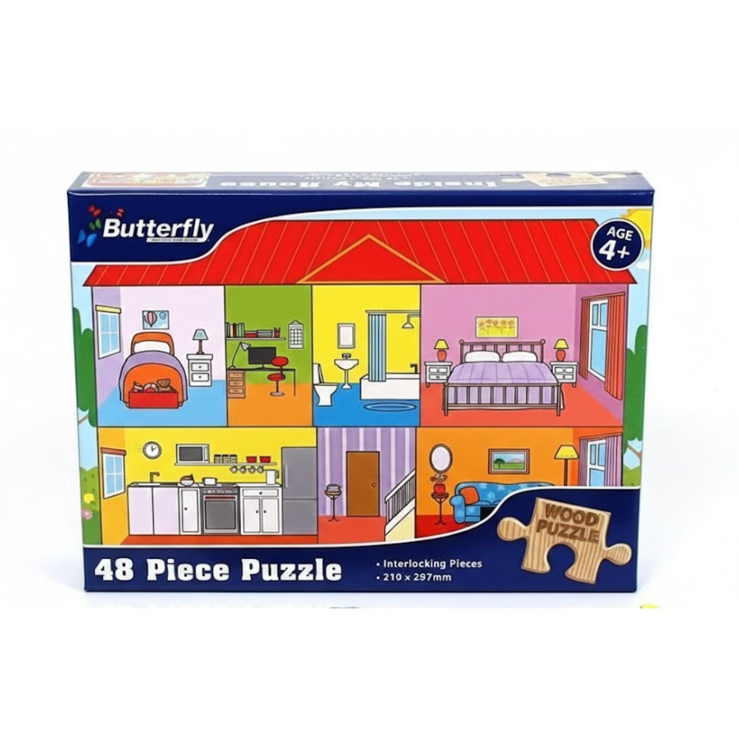 Butterfly A4 My House Wooden Puzzle Set - 48 Pieces