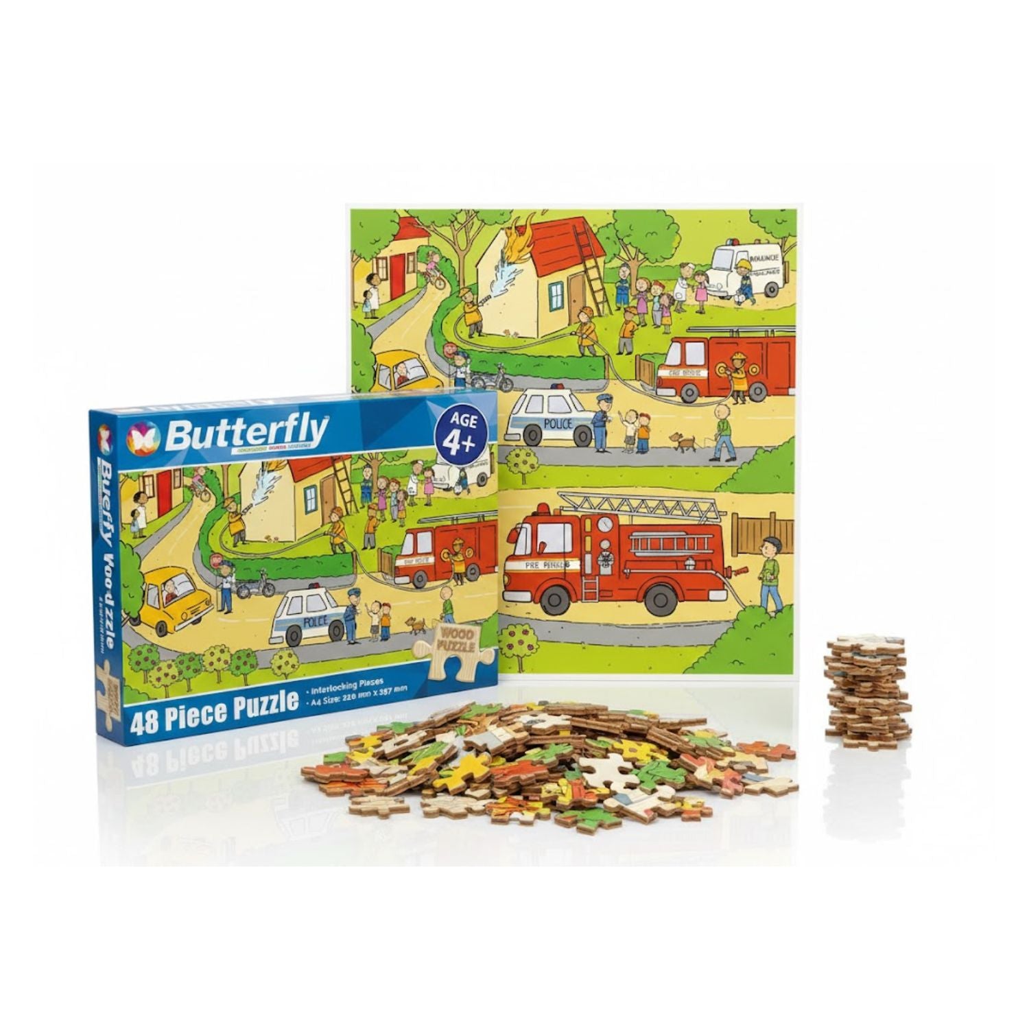 Butterfly A4 People Who Help Us Wooden Puzzle Set - 48 Pieces