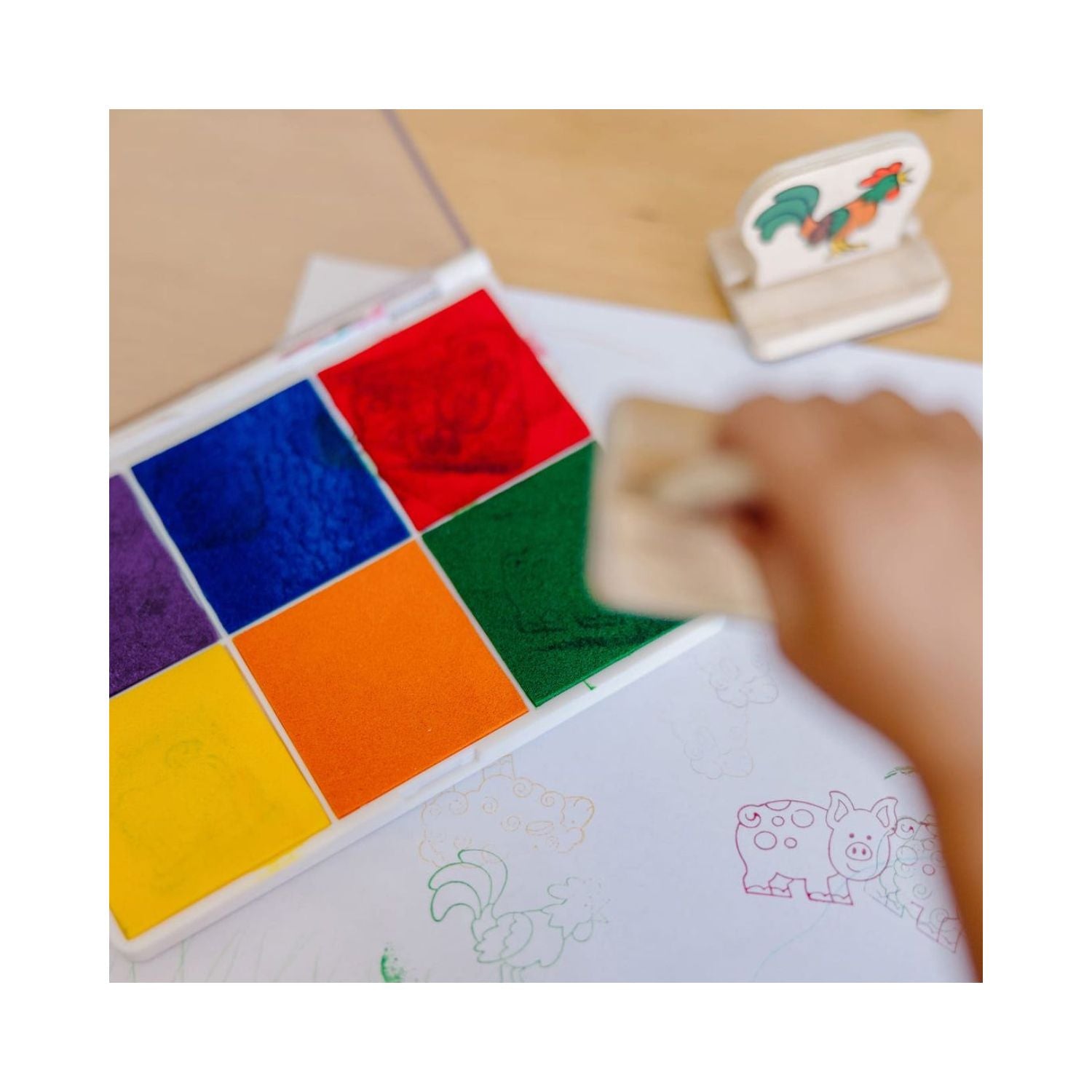 Melissa & Doug Rainbow Stamp Pad/ 6 Washable Inks.