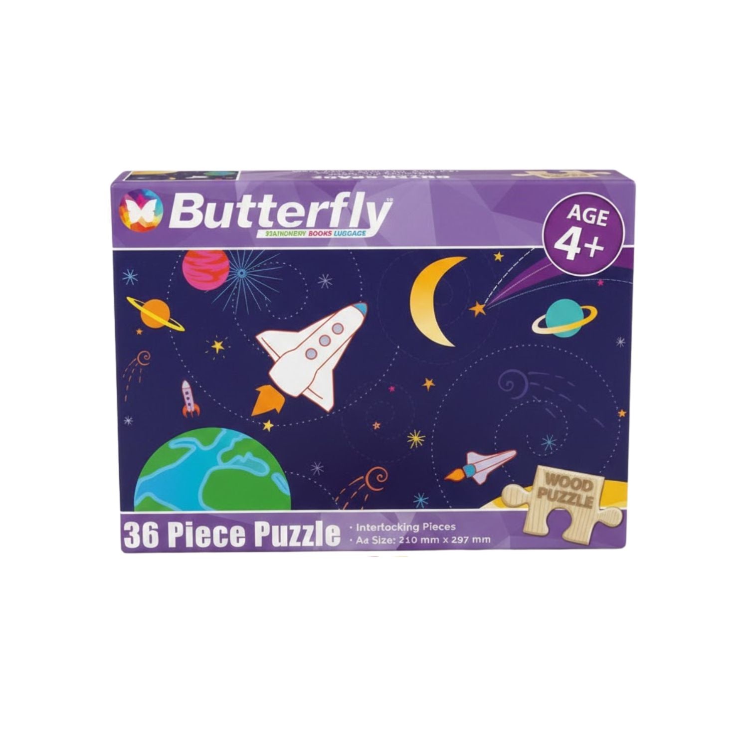 Butterfly A4 Outer Space Wooden Puzzle Set - 36 Pieces