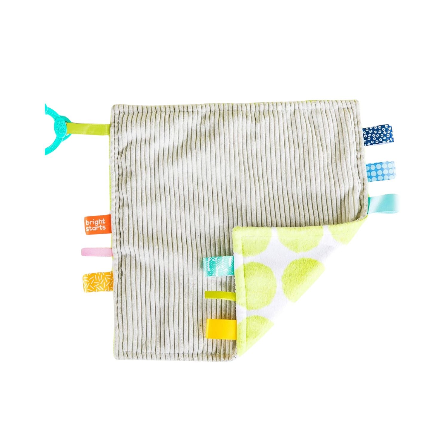 Bright Starts Little Taggies 2 Sided Blankie Green Dots