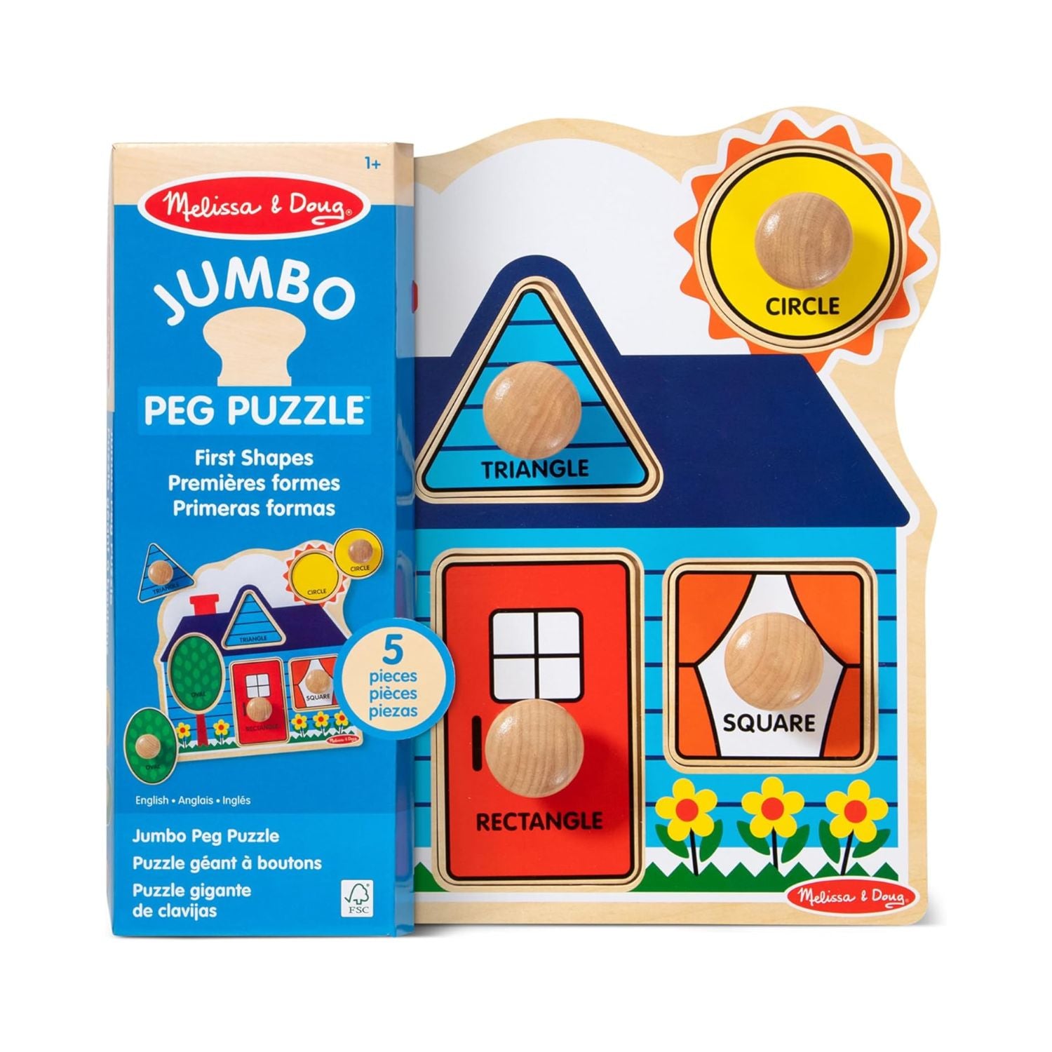 Melissa & Doug First Shapes Jumbo Knob - 5 Pieces