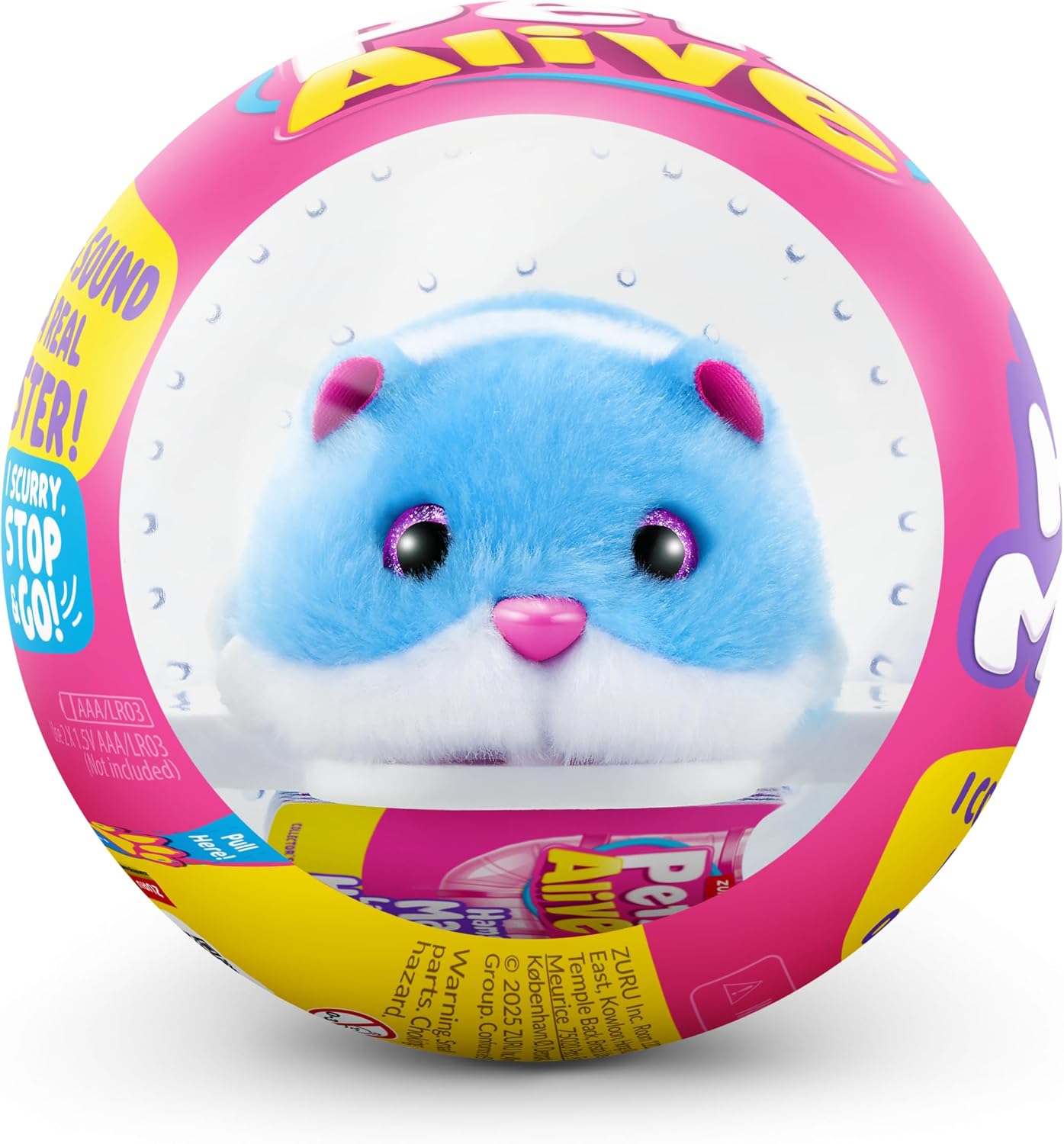 ZURU Pets Alive Hamstermania- BLUE - Interactive Running Hamster & Ball Collectible Toy