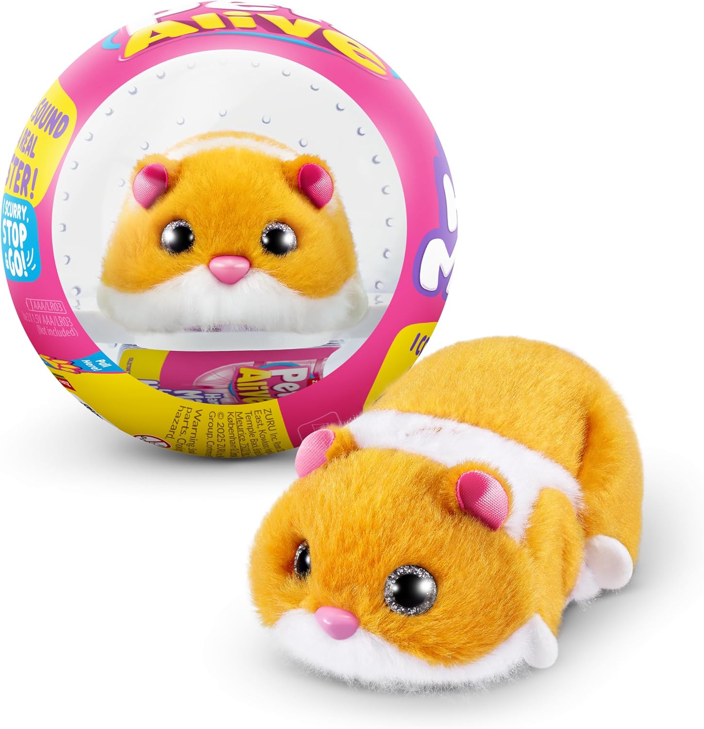ZURU Pets Alive Hamstermania - ORANGE -  Interactive Running Hamster & Ball Collectible Toy