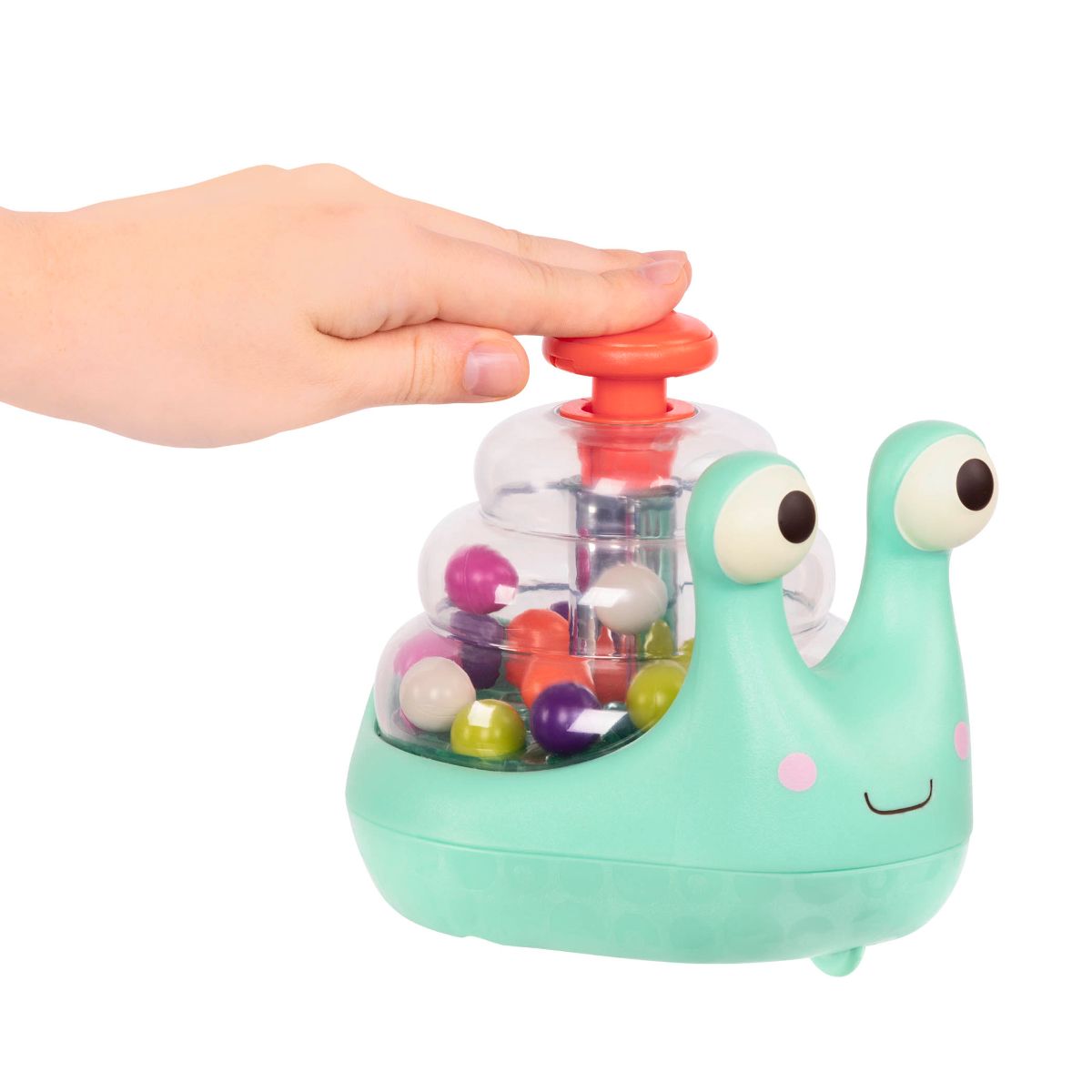 B. toys Escar-Glow Light-Up Snail Ball Popper | Toddler Sensory & Crawling Toy (12 Months+)