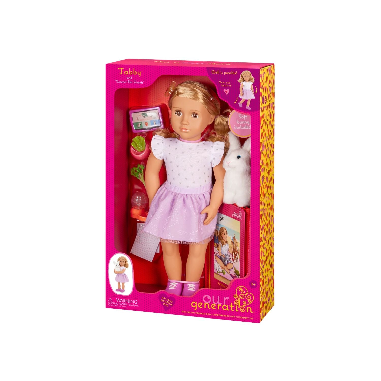 Our Generation Deluxe Doll Tabby and Pet  18inch  with Book