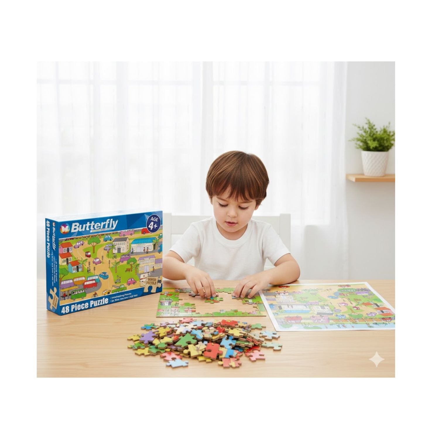 Butterfly A4 Transport & Vehicles Wooden Puzzle Set - 48 Pieces