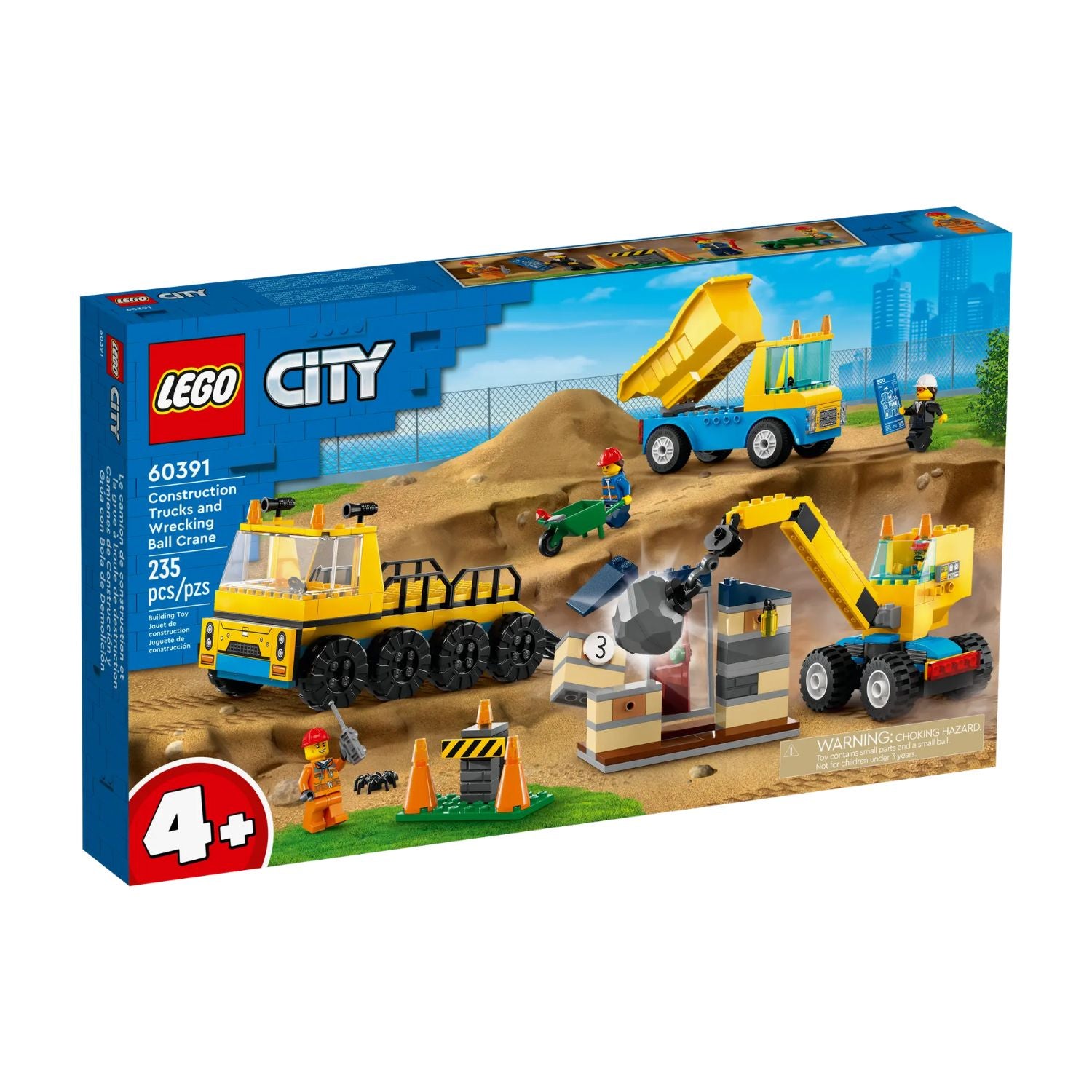 LEGO® City Construction Trucks and Wrecking Ball Crane 60391 Building Toy Cars (235 Pieces)