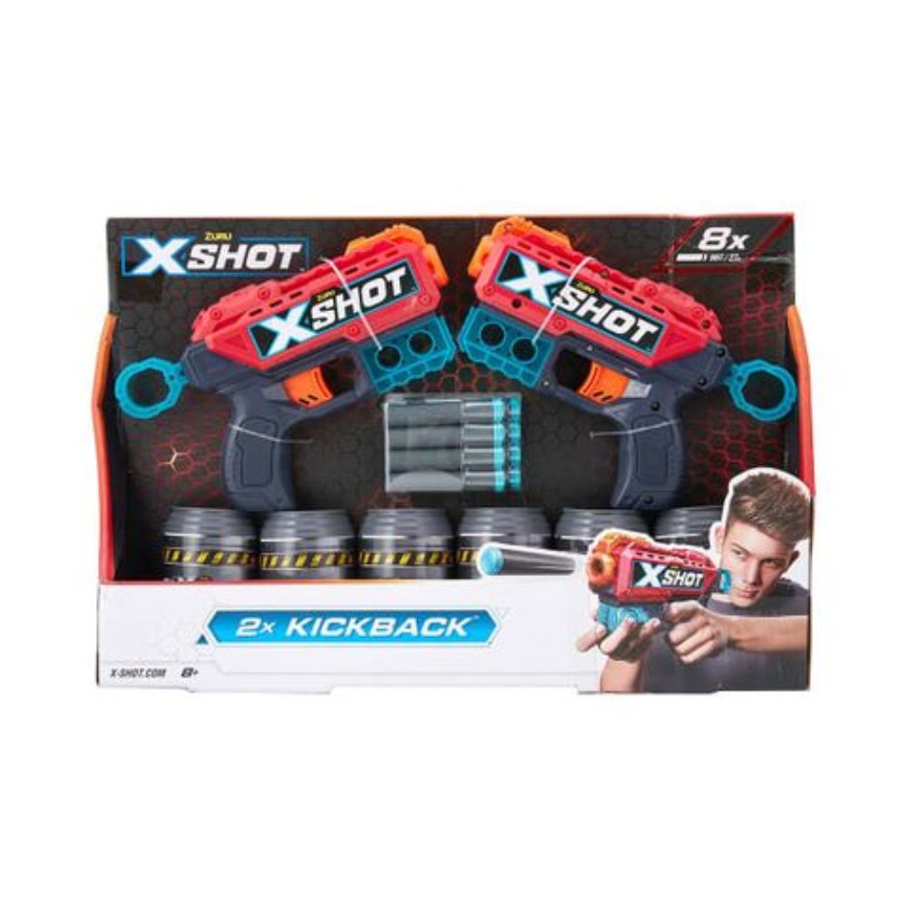 Zuru X-Shot Excel Double Kickback Foam Dart Blaster Combo Pack Black/Blue