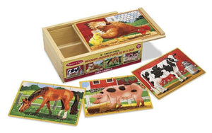 Melissa & Doug Farm 4-in-1 Wooden Jigsaw Puzzles in a Storage Box