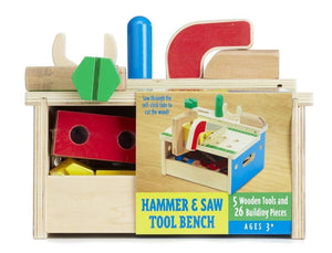 Melissa & Doug Hammer and Saw Tool Bench - Wooden Building Set