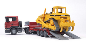 Bruder SCANIA R-Series Low Loader Truck With CAT Bulldozer
