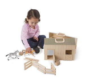 Melissa & Doug Fold and Go Wooden Horse Stable