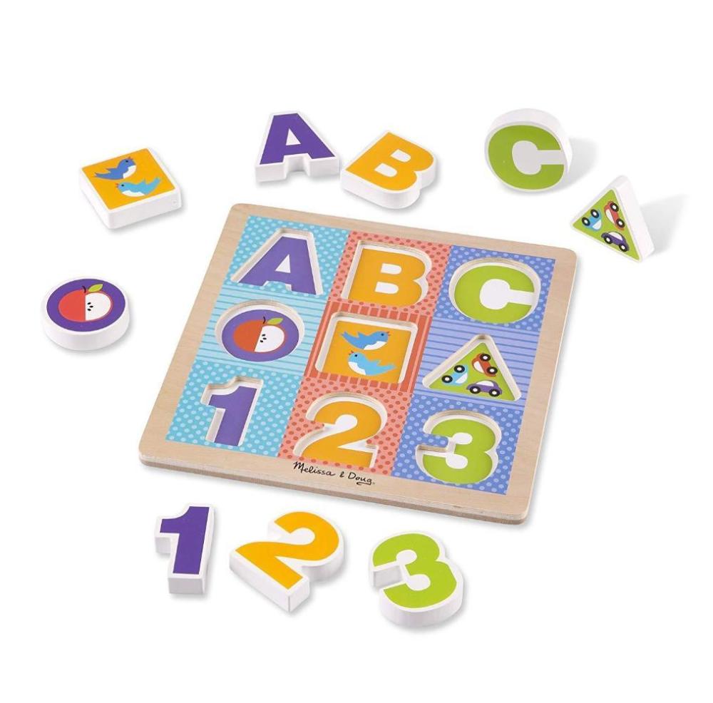 Melissa & Doug First Play Abc-123 Chunky Puzzle Wooden