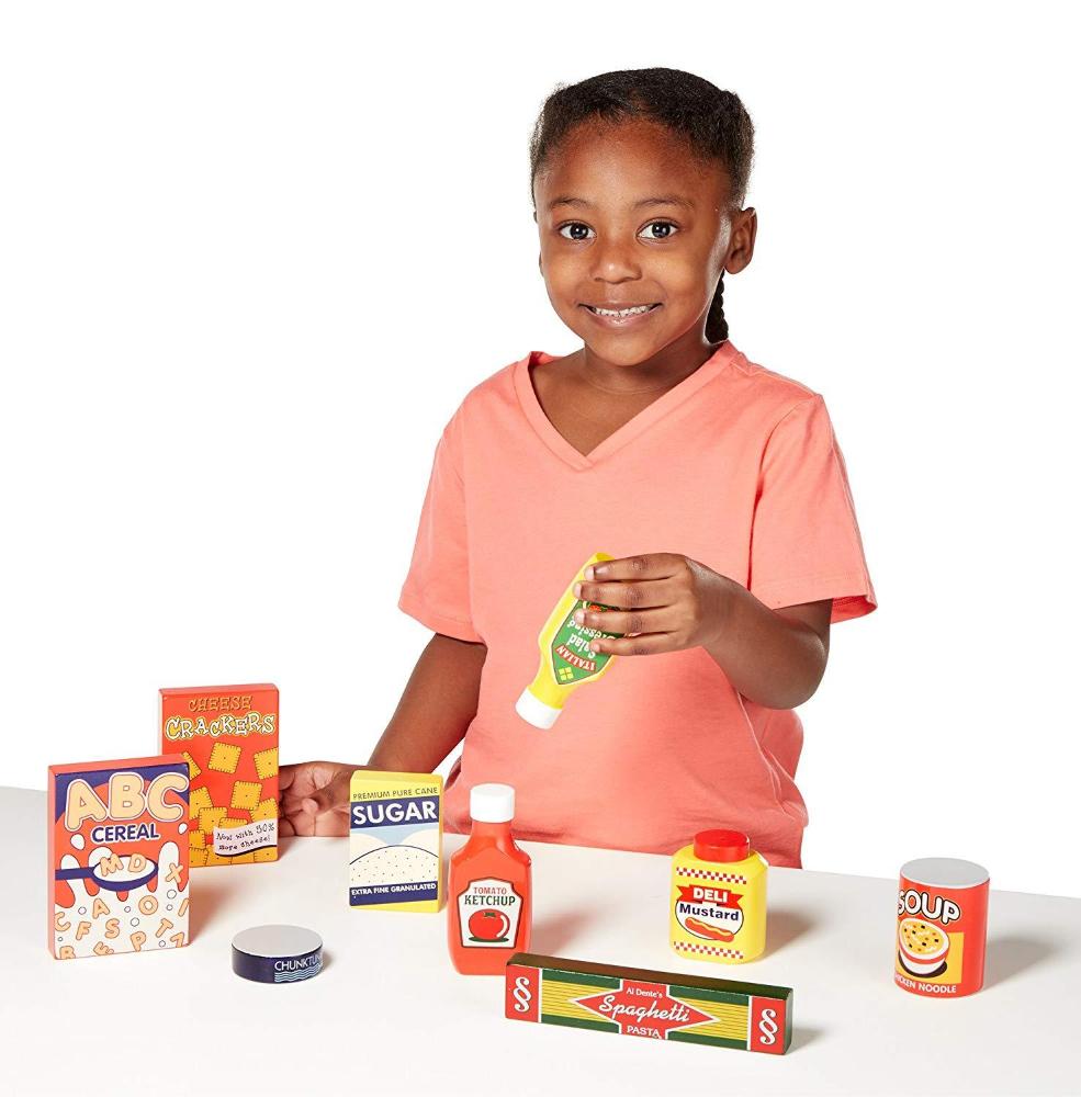 Melissa & Doug Wooden Pantry Products Play Food Set