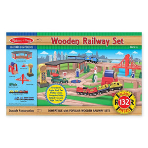 Melissa & Doug Deluxe Wooden Railway Train Set (130+ pcs)