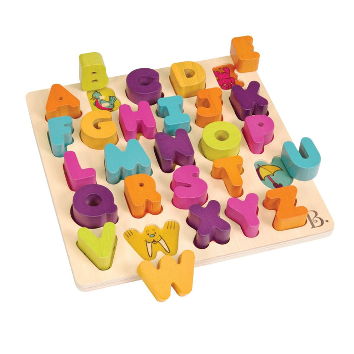 B. Toys Alpha. B. Tical Wooden Alphabet Puzzle - Picture Background