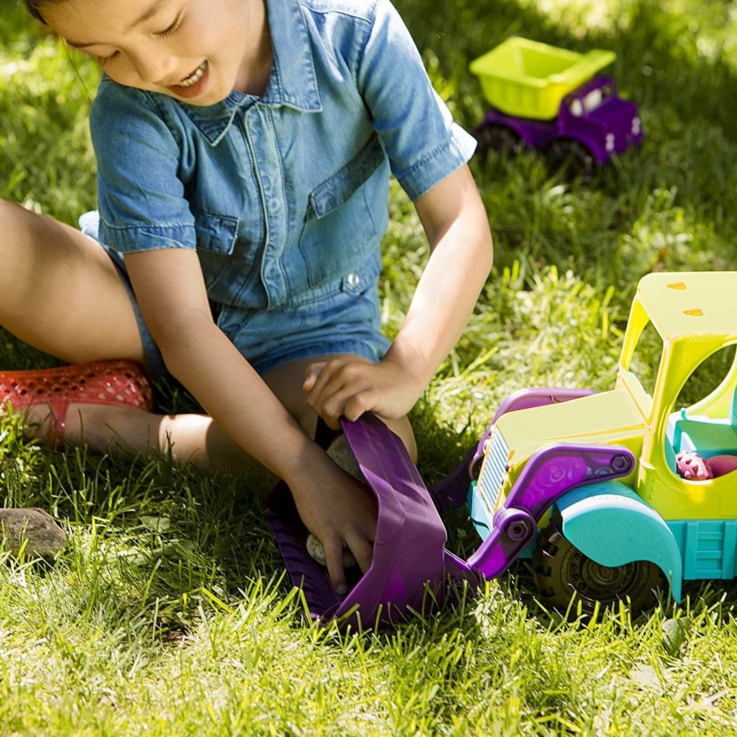 B. Toys Loadie Loader Excavator Truck - Green & Purple