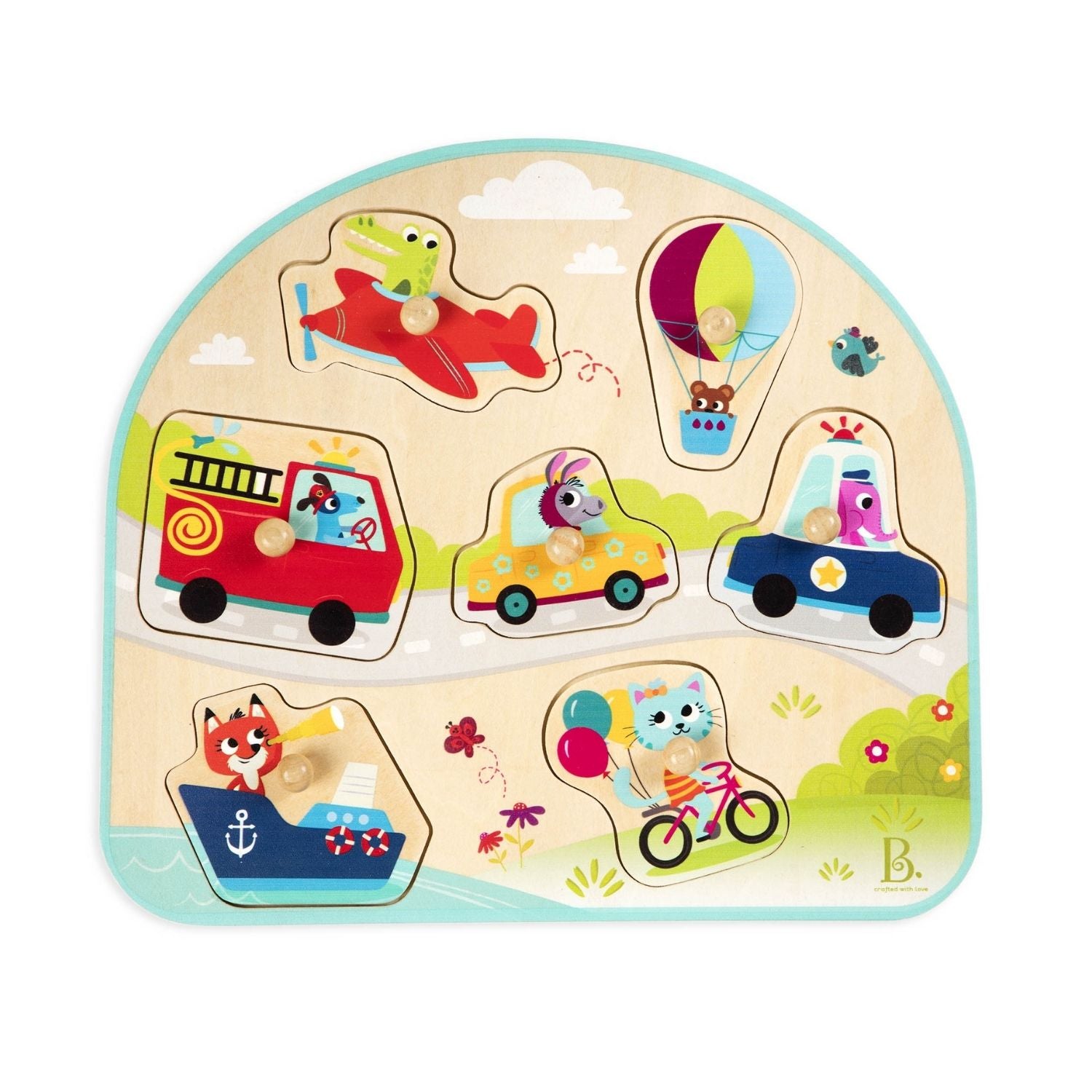 B. Toys Vehicles On The Go! Wooden Peg Puzzle