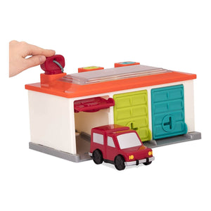 Battat 3 Car Garage – Shape Sorting Toy Garage With Keys