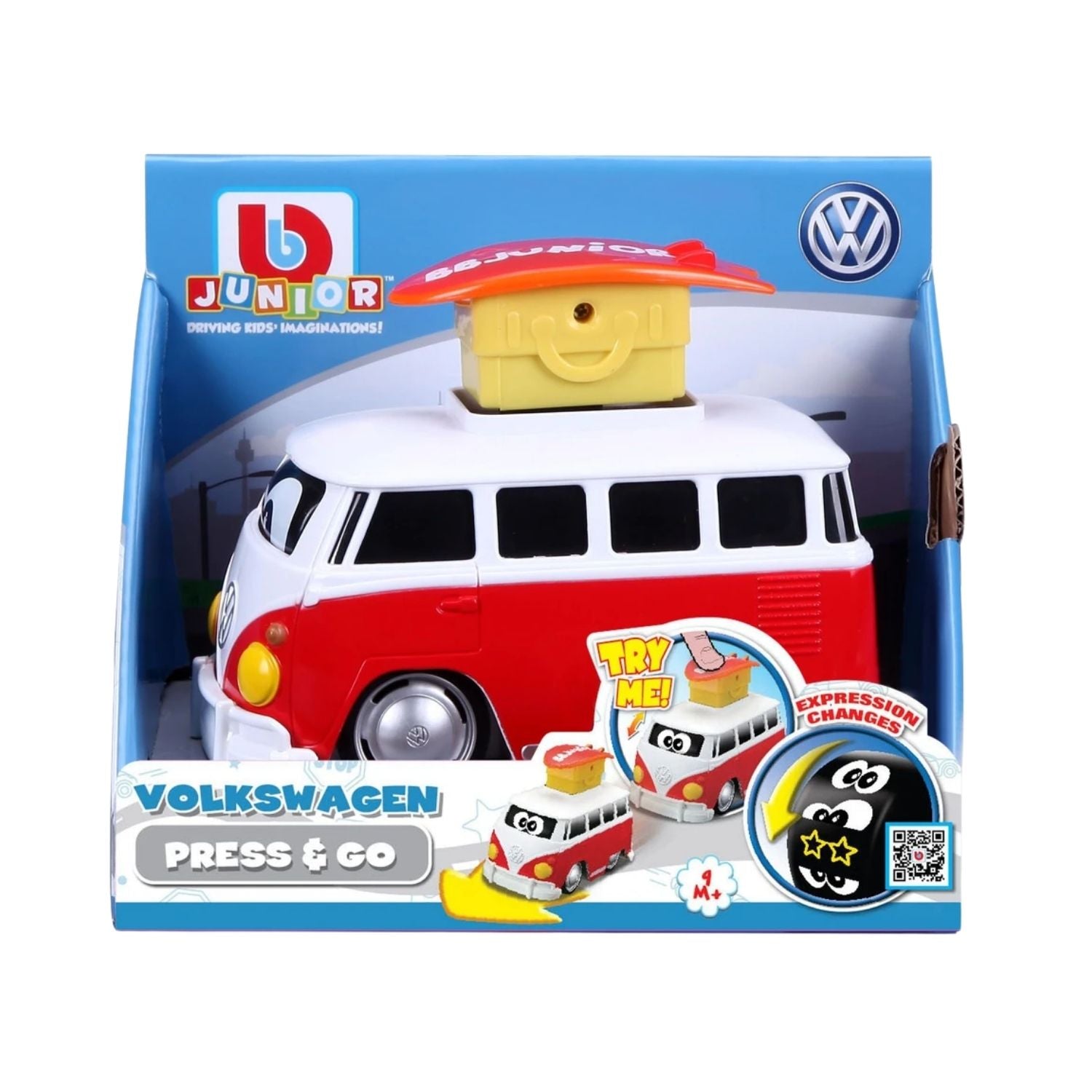 Bburago Junior Press & Go VW Samba Bus - Red