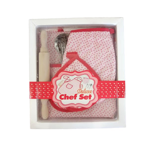 Deluxe Chef Set - Pink With Red Stars