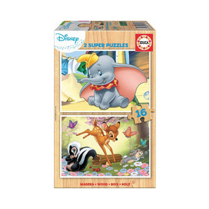 Educa Disney Animals Dumbo & Bambi 2x Puzzles 16 Piece 