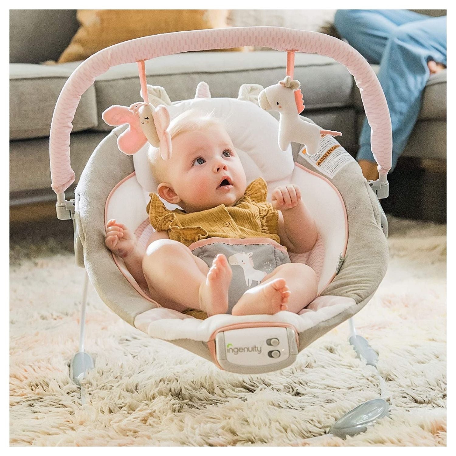 Ingenuity Cradling Bouncer Flora UNBOXED –