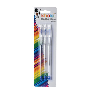 Khoki - 3 Ball Point Pens - Blue Ink