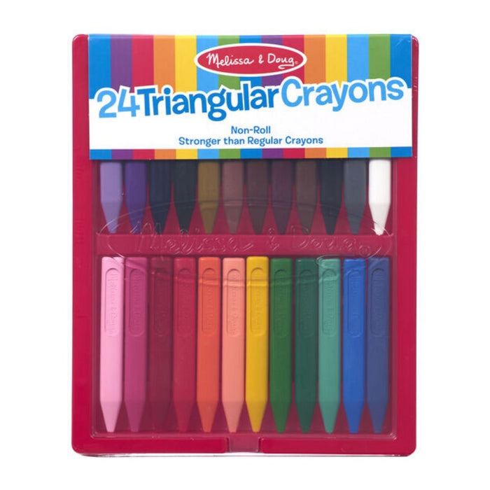 Melissa & Doug Triangular Crayons 24 Pack in Flip Top Case Non Roll