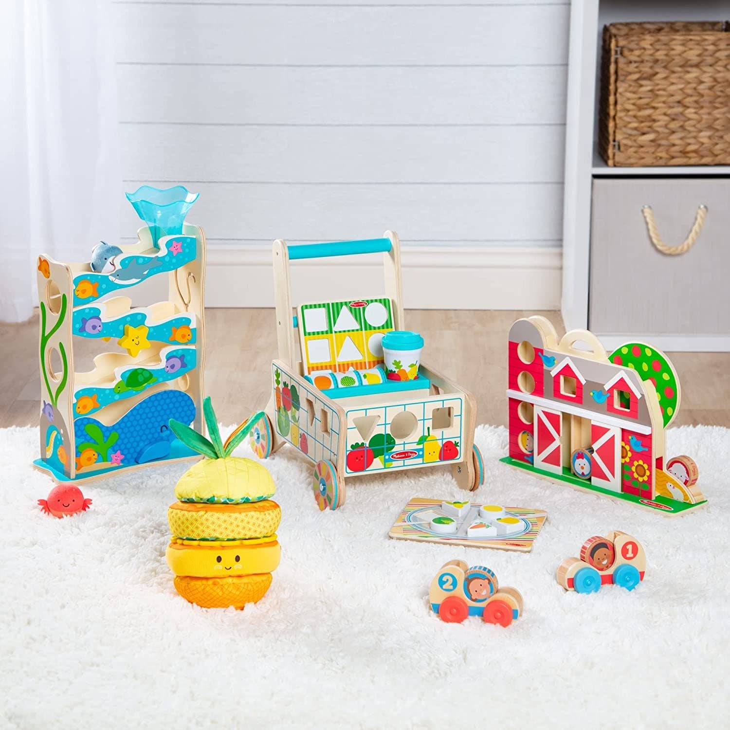 Melissa & Doug Wooden Shape Sorting Grocery Cart