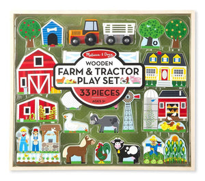 Melissa & Doug Wooden Farm and Tractor Play Set 