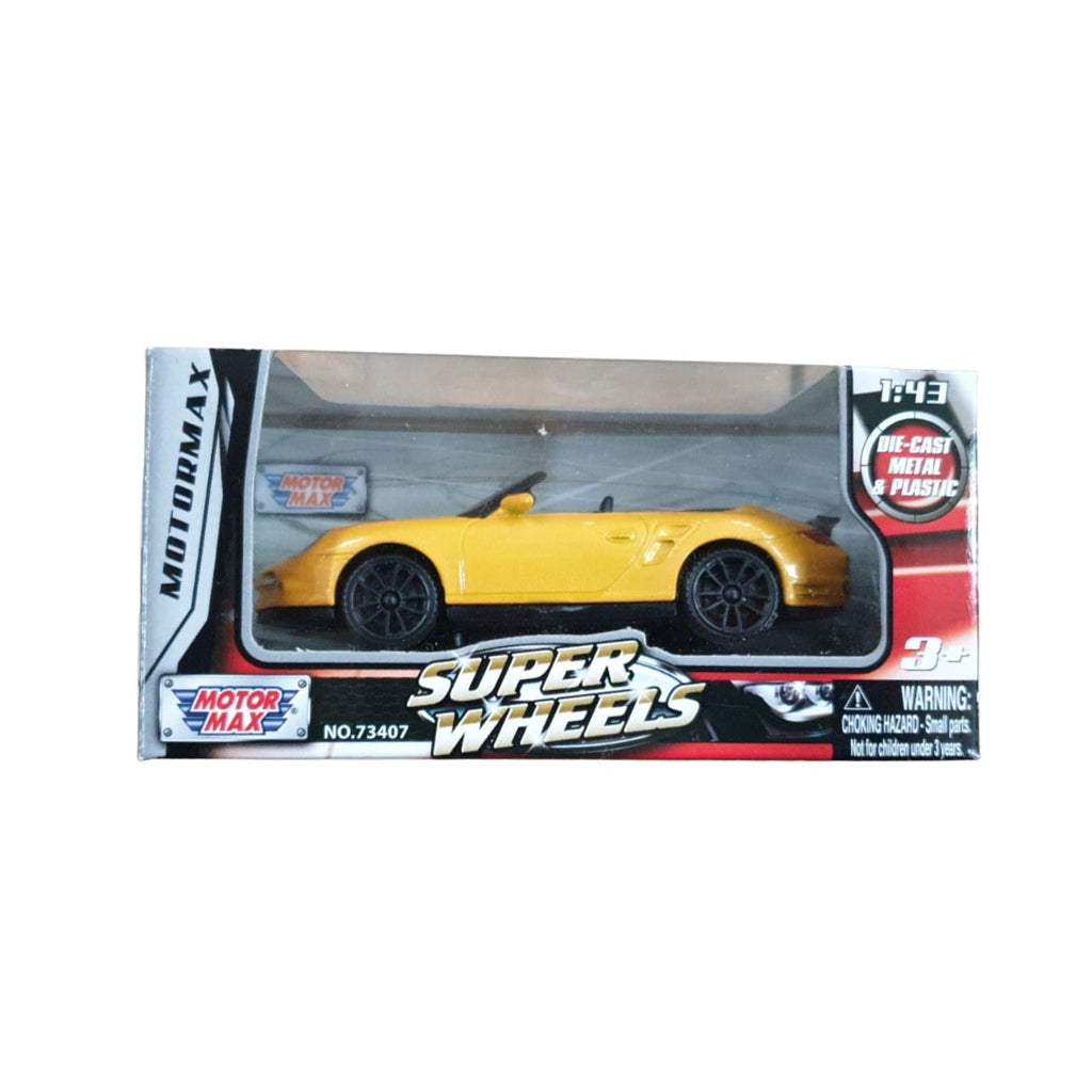 Motormax 1:43 Diecast Vehicle - Yellow Convertible Porsche