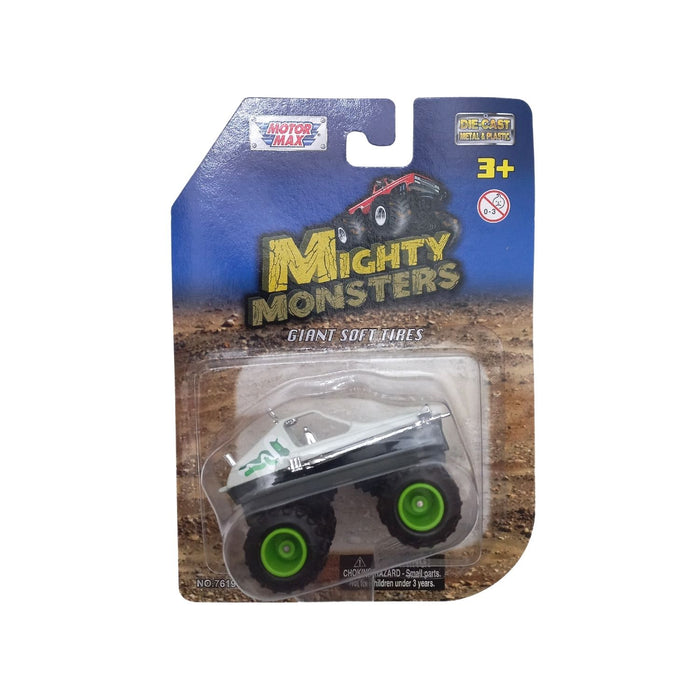 Motormax Mighty Monsters 3" Monster Vehicles - White with Green Decals