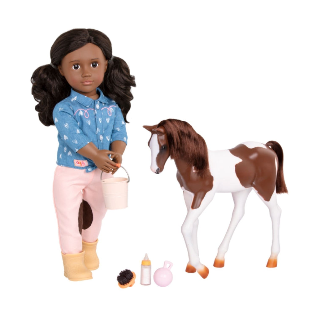 Our Generation Doll Daveen Black Hair With Horse Foal