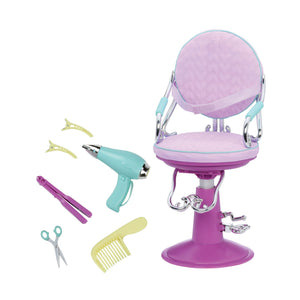 Our Generation Sitting Pretty Salon Chair - Lilac Hearts Wish Accessories