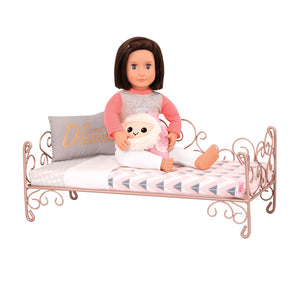 Our Generation Yellow Scroll Heart Bed for 18inch Doll