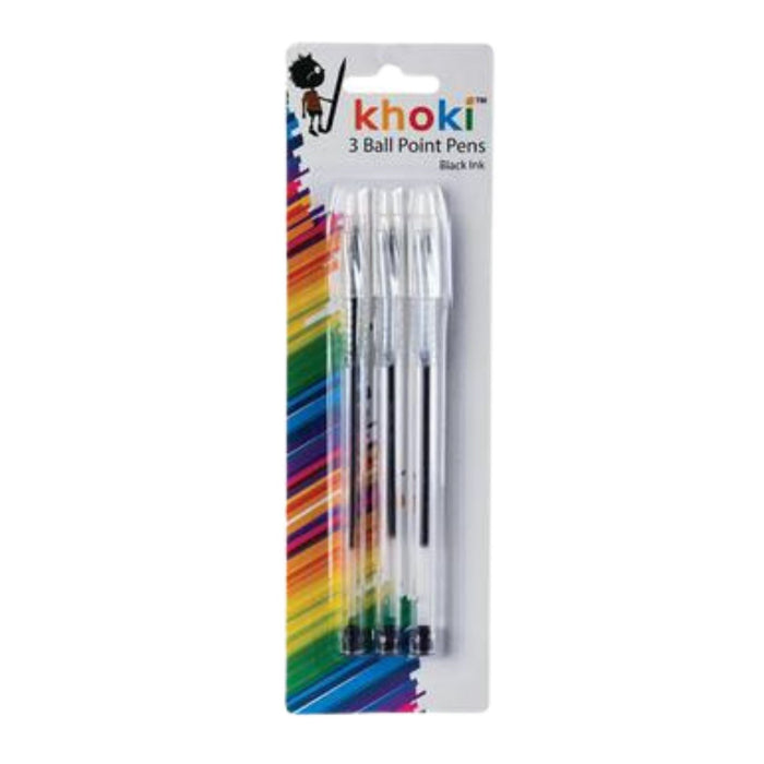 Khoki - 3 Ball Point Pens - Black Ink