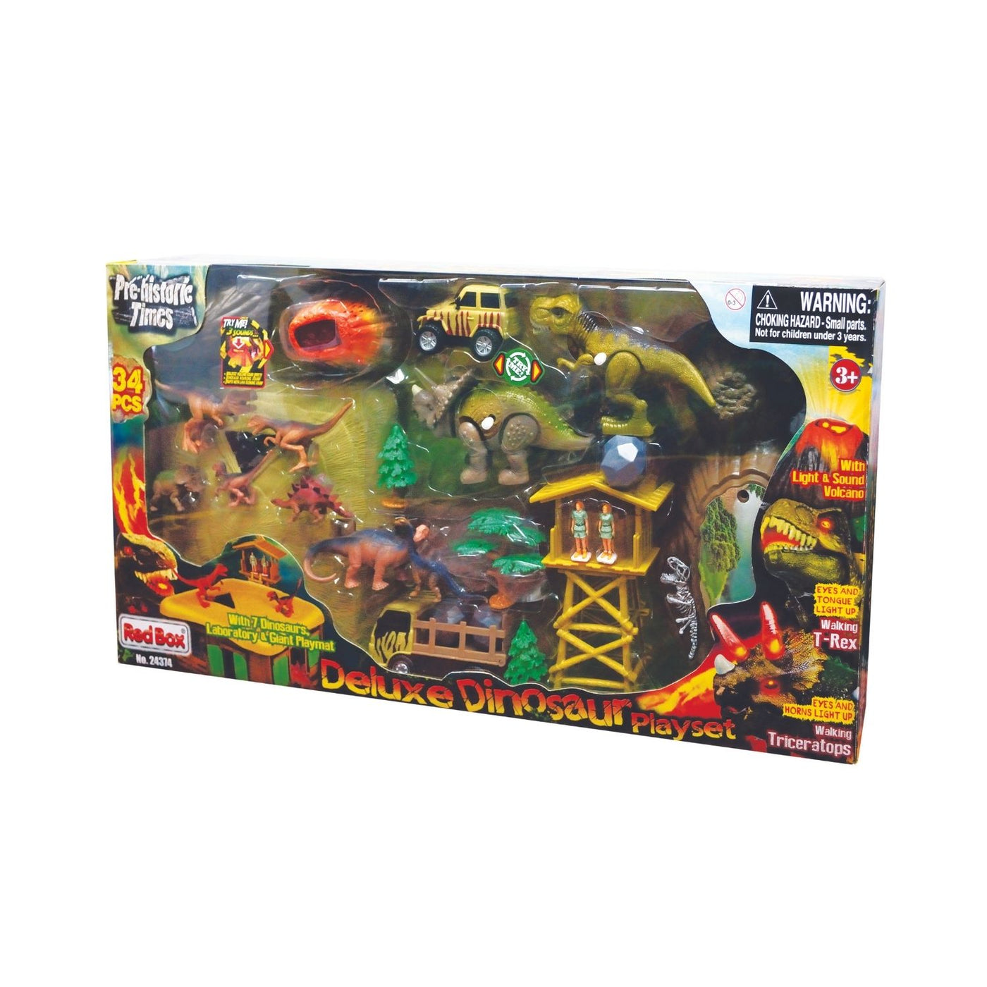 Dinosaur playset store with volcano