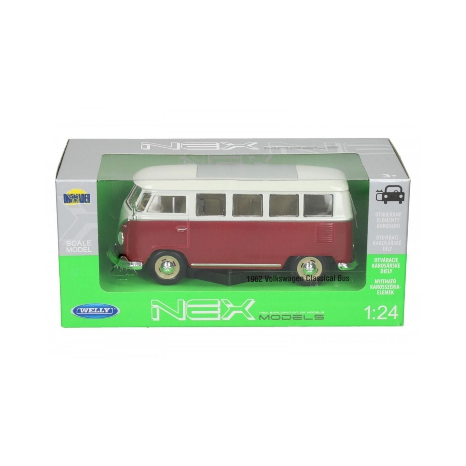 Welly Volkswagen Classical Bus Red/White 1962 1:24